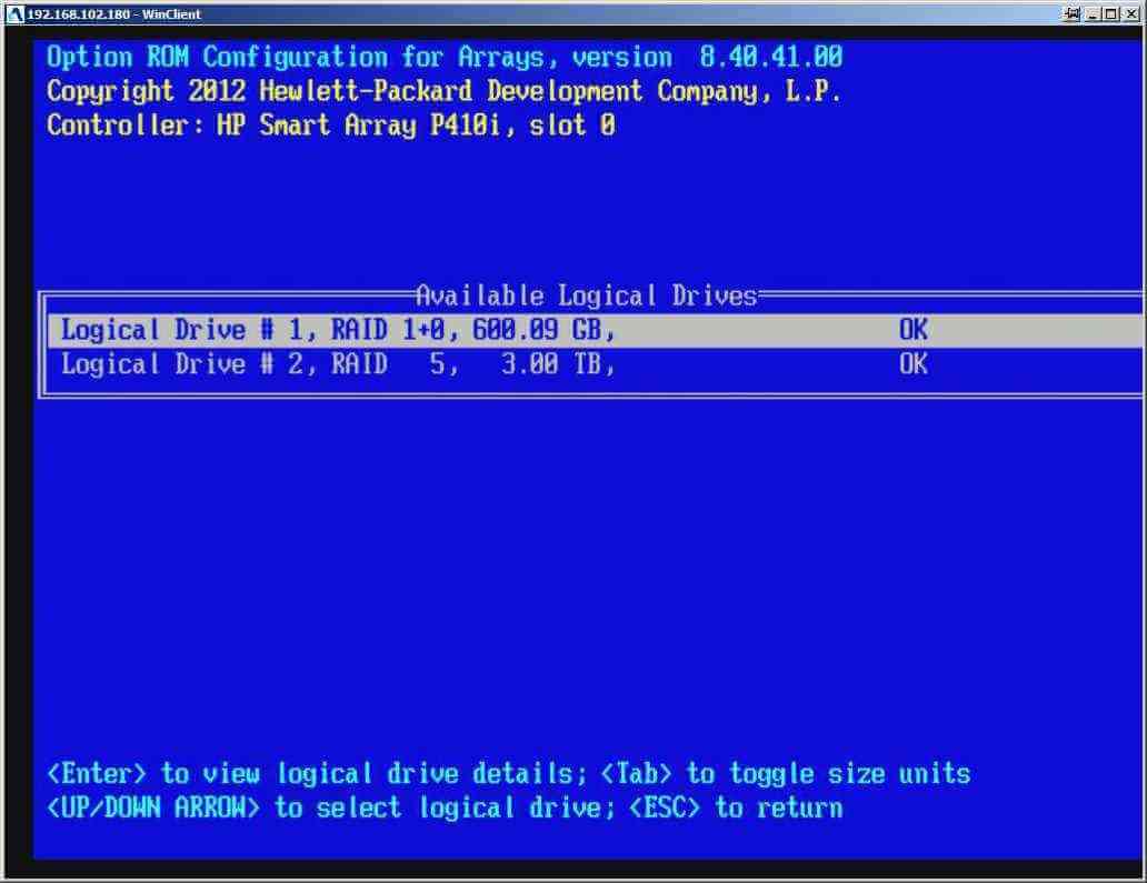 Как настроить RAID 5,10 на контроллере P410i в HP dl380 g7 с помощью встроенной утилиты Option ROM Configuration for Arrays (ORCA)-14