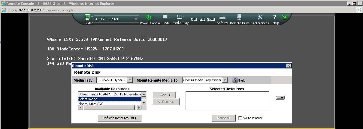 Как примонтировать DVD или ISO в AMM IBM Blade Center-05