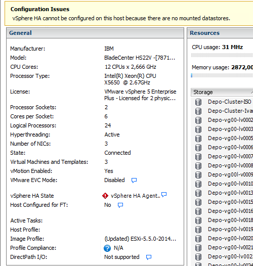 Ошибка vsphere ha cannot be configured on this host because there are no mounted datastores В ESXI 5.5