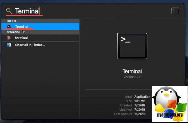 Запуск терминала в MacOS