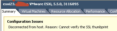 Ошибка cannot verify the ssl thumbprint в VMware ESXI 5.5-01