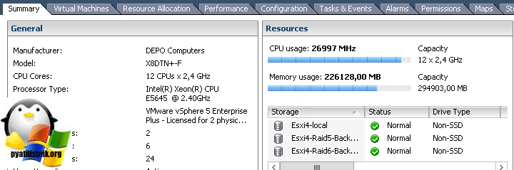 100 процентная загрузка CPU ESXI