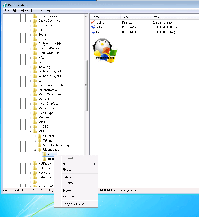 udalyaem angliyskuyu lokalizatsiyu Windows 7