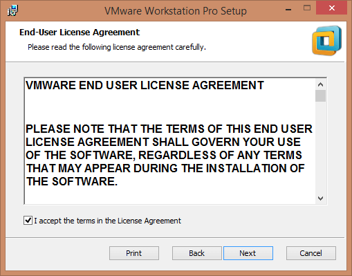 Лицензионное соглашение Vmware Workstation 14