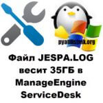Файл JESPA.LOG весит 35ГБ в ManageEngine ServiceDesk