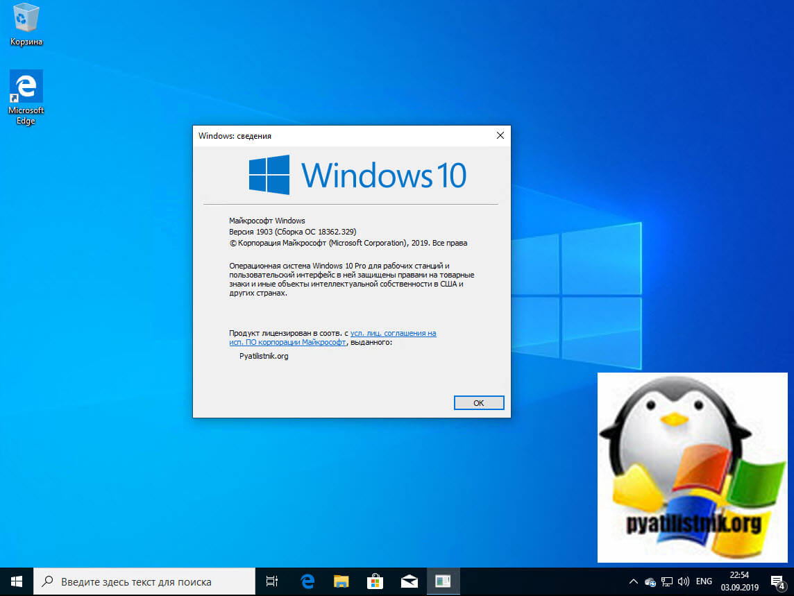 Определение версии Windows 10