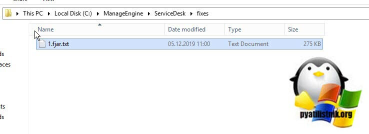 Копирование файла 1.fjar.txt в ManageEngine ServiceDesk