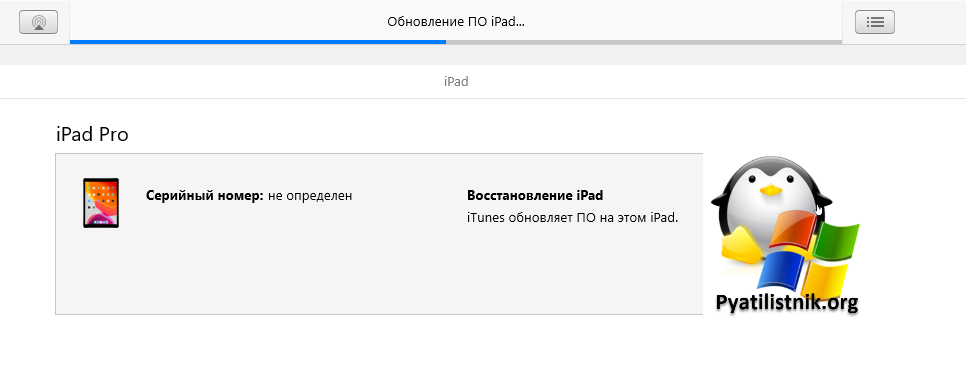 Прогрессбар обновления Apple iPad Pro 12.9 64Gb Silver