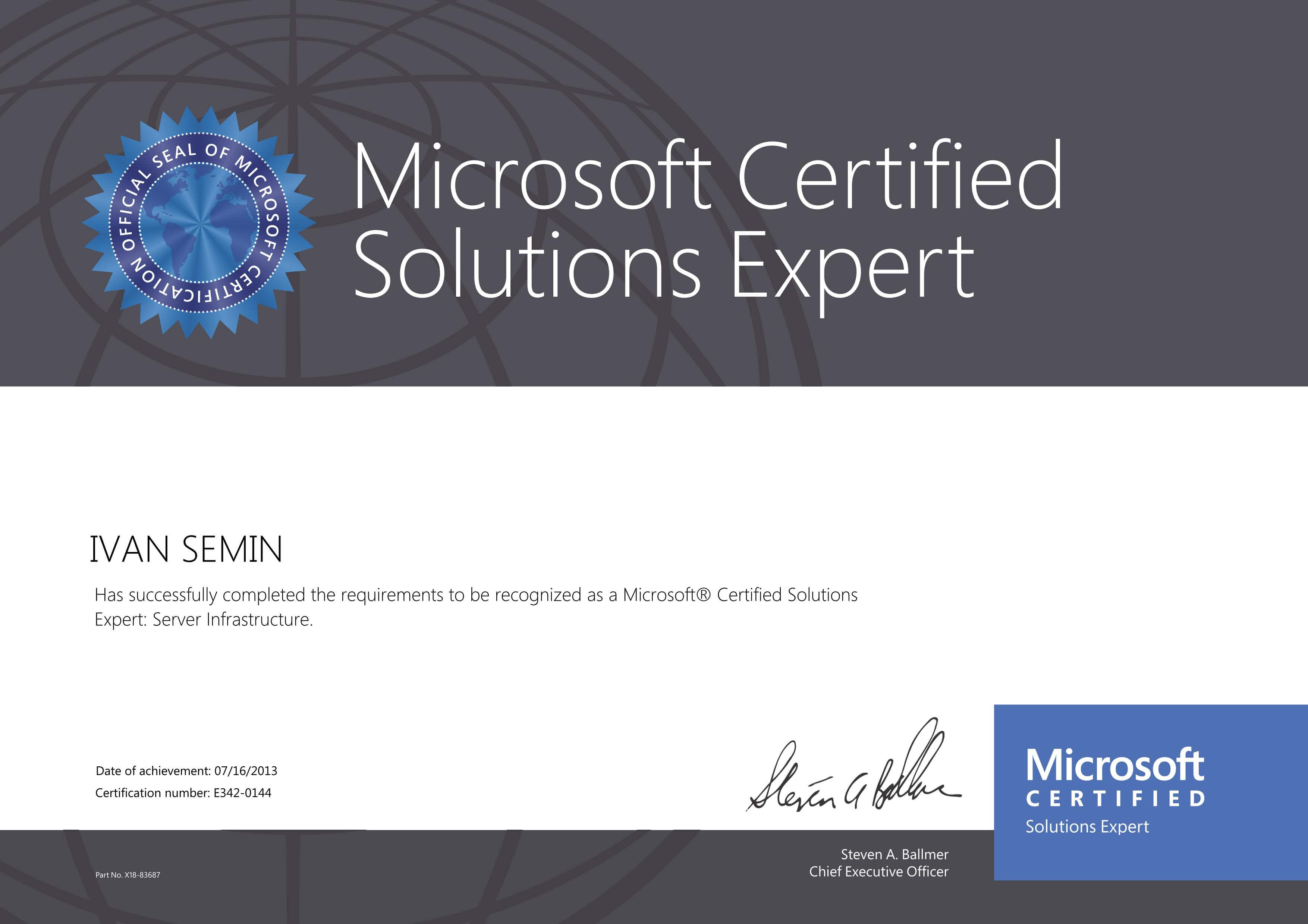 Сертификаты microsoft msce 70-414 (Microsoft Certified Solutions Expert) #ИванСемин