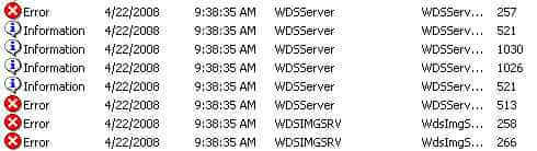 Поиск и устранение неисправностей WDS в windows server 2008R2-Event ID 257 - 258 - 266 - 513-01