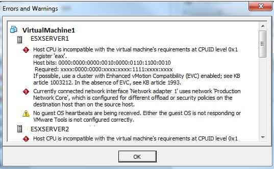 Host CPU is incompatible with the virtual machine's requirements at CPUID level 0x1 register 'eax'-01
