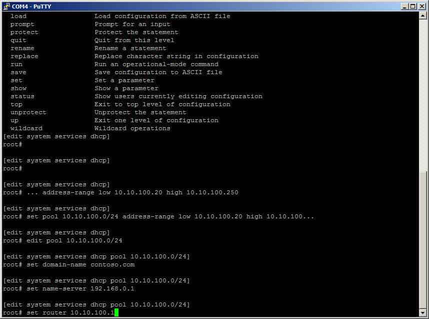 Как настроить DHCP сервер на Juniper SRX-08