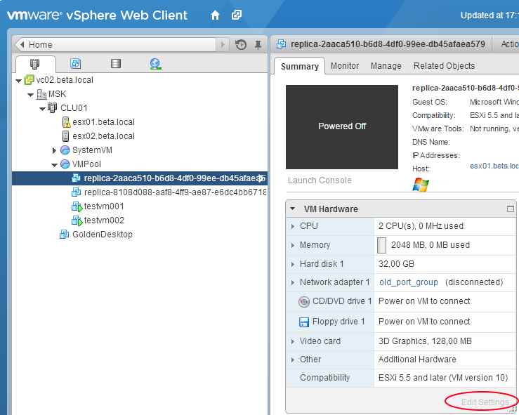 Как сменить сеть для Linked-clone ВМ в VMware View-04
