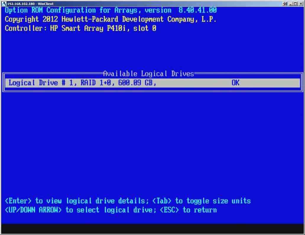 Как настроить RAID 5,10 на контроллере P410i в HP dl380 g7 с помощью встроенной утилиты Option ROM Configuration for Arrays (ORCA)-08