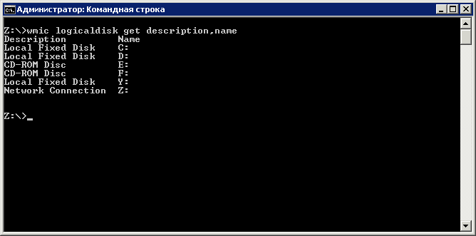 Как посмотреть список дисков в командной строке windows