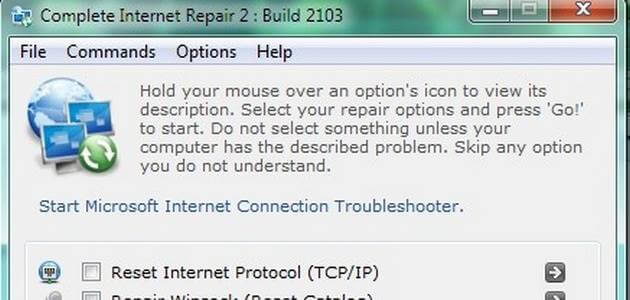 Как исправить неполадки с интернет подключением с помощью Complete Internet Repair-01