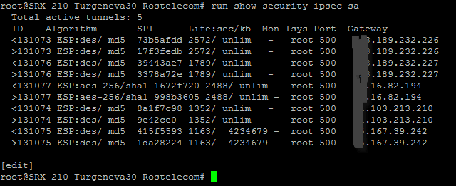 Как в Juniper SRX посмотреть состояние фаз в VPN туннеле по протоколам IKE и IPSEC-02