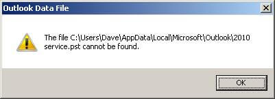 Outlook не удается получить доступ к файлу данных outlook