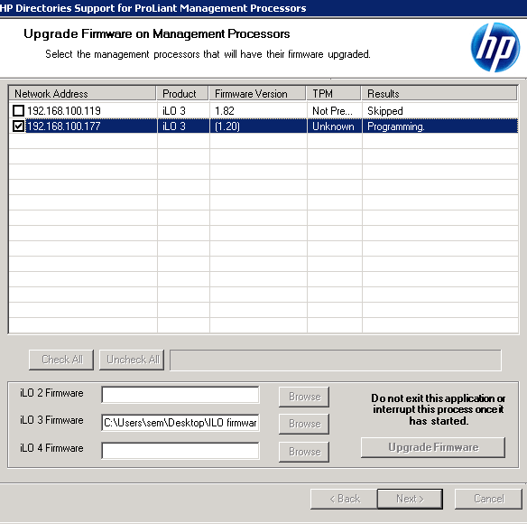 Как обновить прошивку ILO 3 в HP dl380 g7 в ESXI 5.5 через HP Lights-Out Online Configuration Utility-06