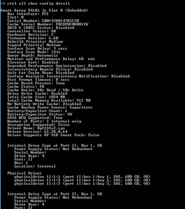 Список команд hpssacli для работы с RAID Smart Array P410i на ESXI 5.5-03