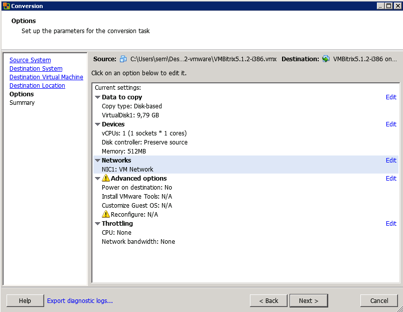 Как конвертировать виртуальную машину vMware Workstation в ESXI 5.5-09