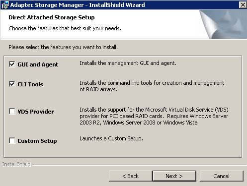 Как установить adaptec storage manager-09