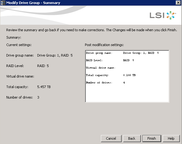 Как добавить диск в существующий RAID на контроллере LSI-01