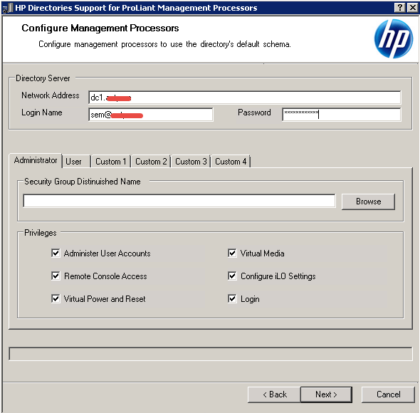 Как настроить аутентификацию Active Directory на HP iLO 3-07