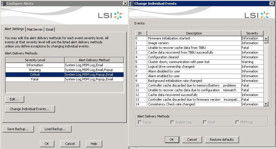 Как настроить email оповещение в LSI MegaRAID-07