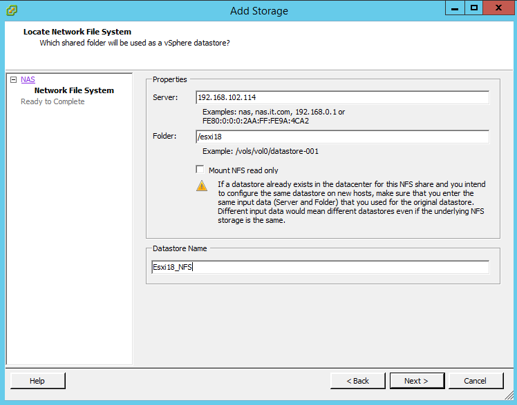 Как подключить NFS диск с Open-e 7 в VMware ESXI 5.5-13