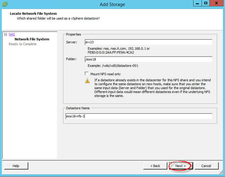 Как подключить NFS диск с Windows Server 2012 R2 в VMware ESXI 5.5-35