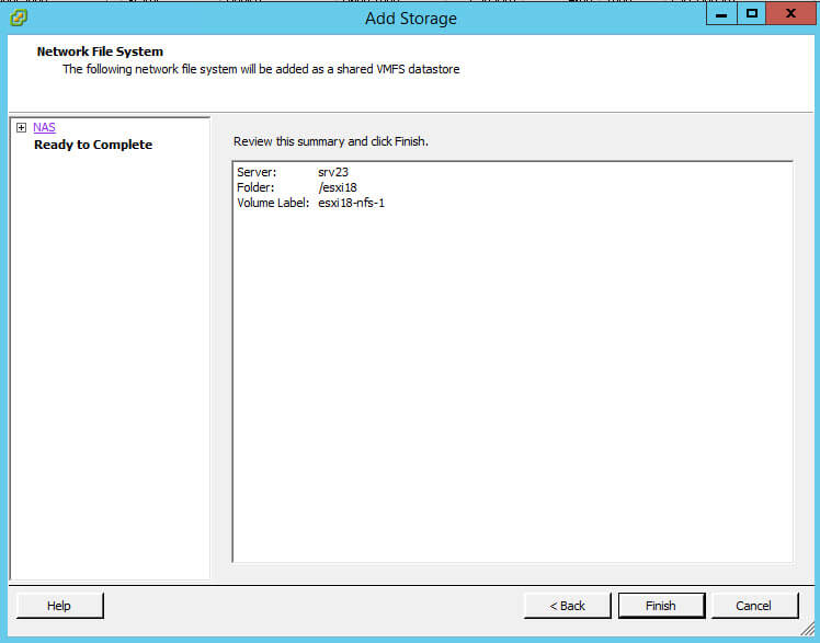 Как подключить NFS диск с Windows Server 2012 R2 в VMware ESXI 5.5-36