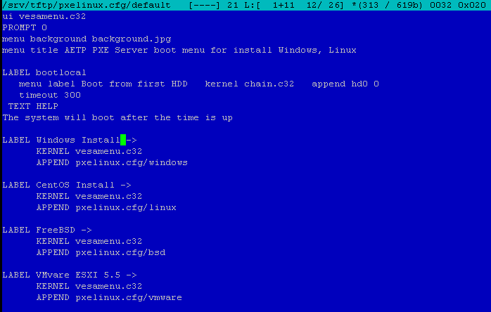 Как установить загрузочный PXE сервер для установки Windows, Linux, ESXI 5.5-17