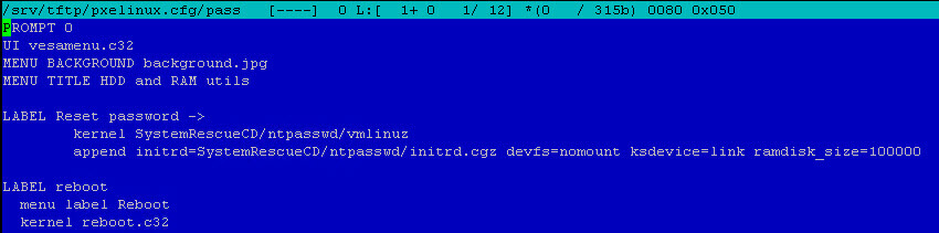 Как установить загрузочный PXE сервер для установки Windows, Linux, ESXI 5.5-18 часть. Добавляем NT Password Registry Editor-05