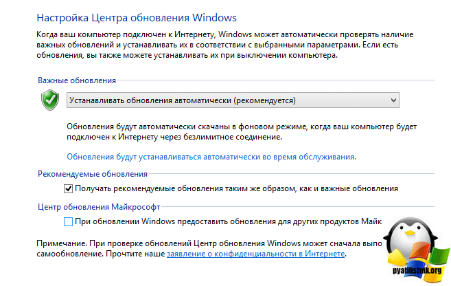 отключаем дополнительные обновления Windows