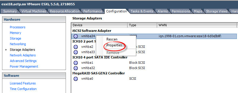 Как создать и подключить ISCSI диск с Open-e 7 в VMware ESXI 5.5-12