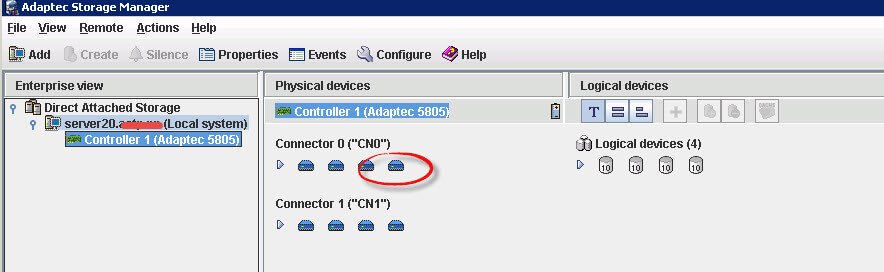 Как узнать smart дисков на RAID контроллере Adaptec-05