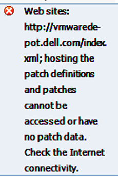Ошибка hosting the patch definitions and patches cannot be accessed or have no patch data. Check the Internet connectivity в ESXI 5.5-01