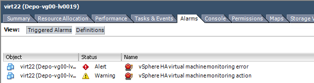 Ошибка vsphere ha virtual machine monitoring error