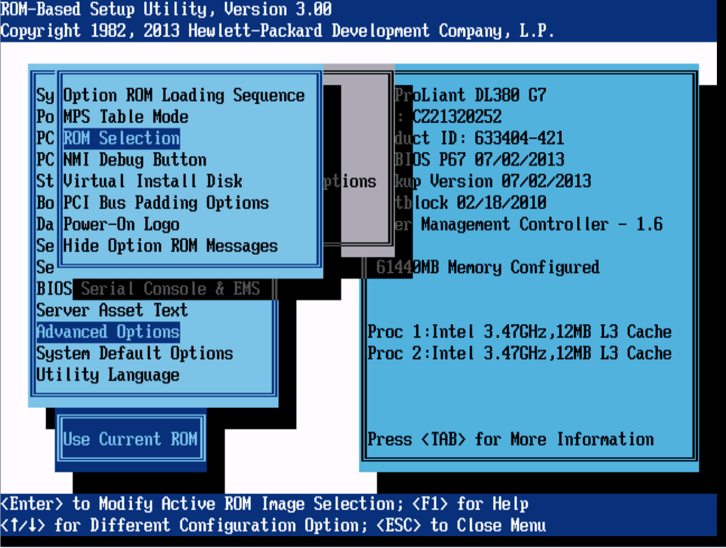 Как восстановить резервную копию BIOS на сервере HP ProLiant DL380 G7-15