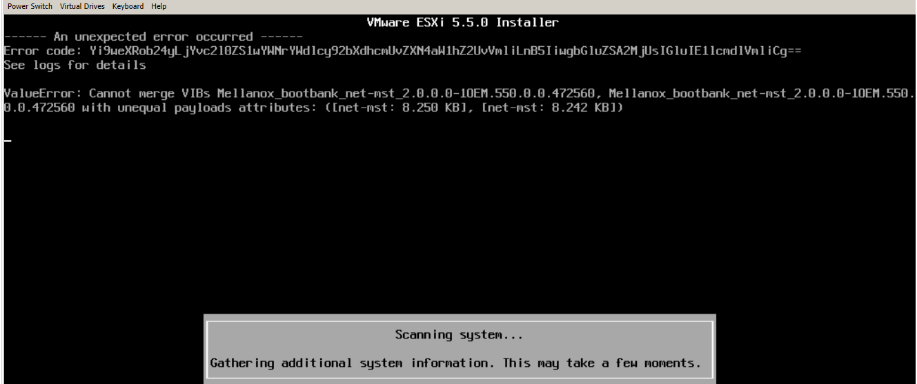 Ошибка ValueError Cannot merge VIBs Mellanox_bootbank_net-mst на VMware ESXI 5.5-2