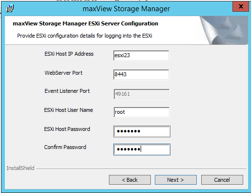 параметры maxView Storage Manager