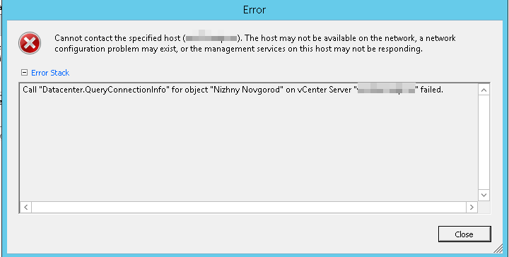 cannot contact the specified host