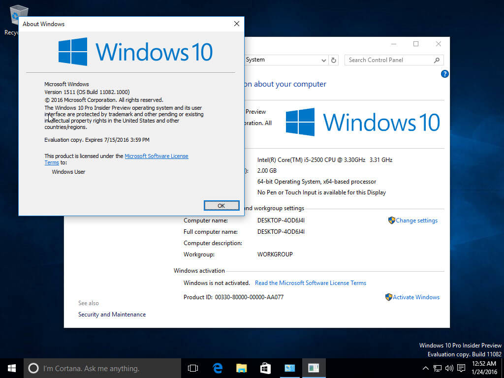 Установка Windows 10 Pro Redstone build 11082-15