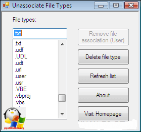 Утилита Unassociate File Types