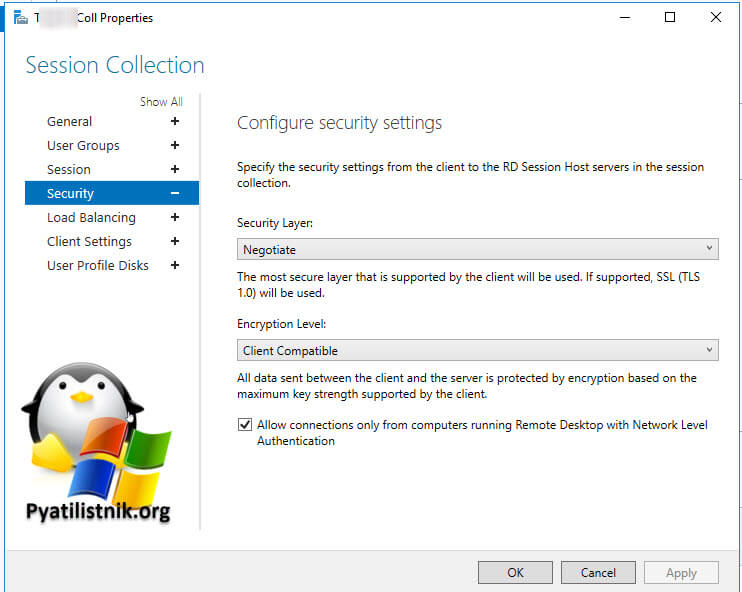 Configure security settings
