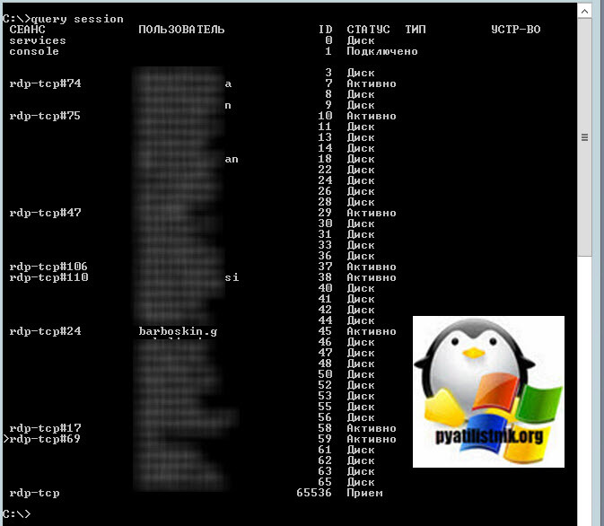 Как посмотреть активные терминальные сессии в windows server 2012