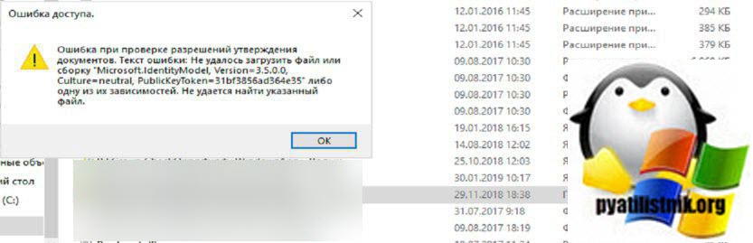 error Microsoft IdentityModel