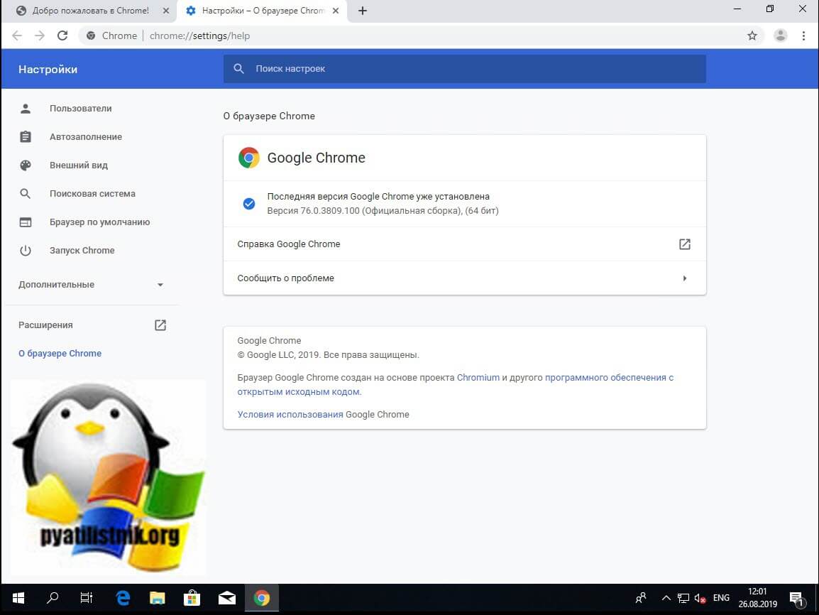 Как узнать версию google Chrome