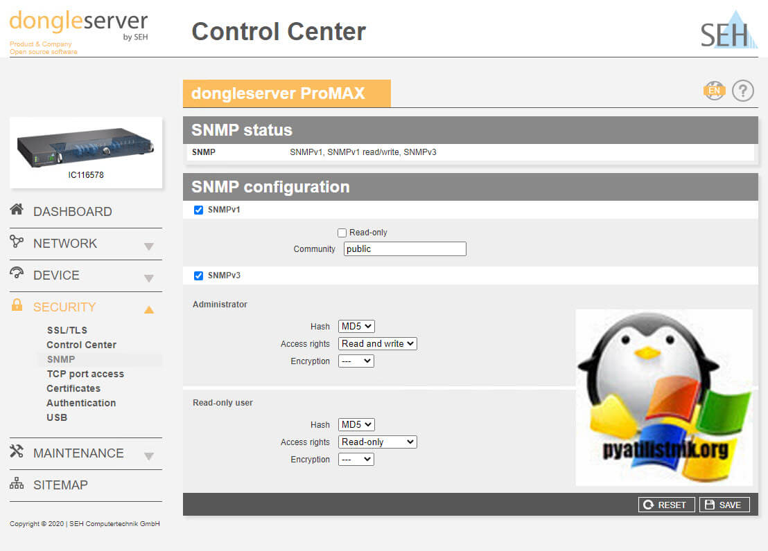 SNMP dongleserver ProMAX